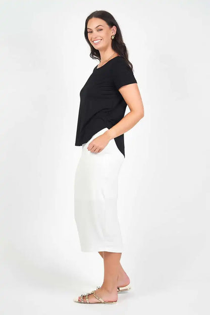 Janis Women's Black Bamboo Tee side view