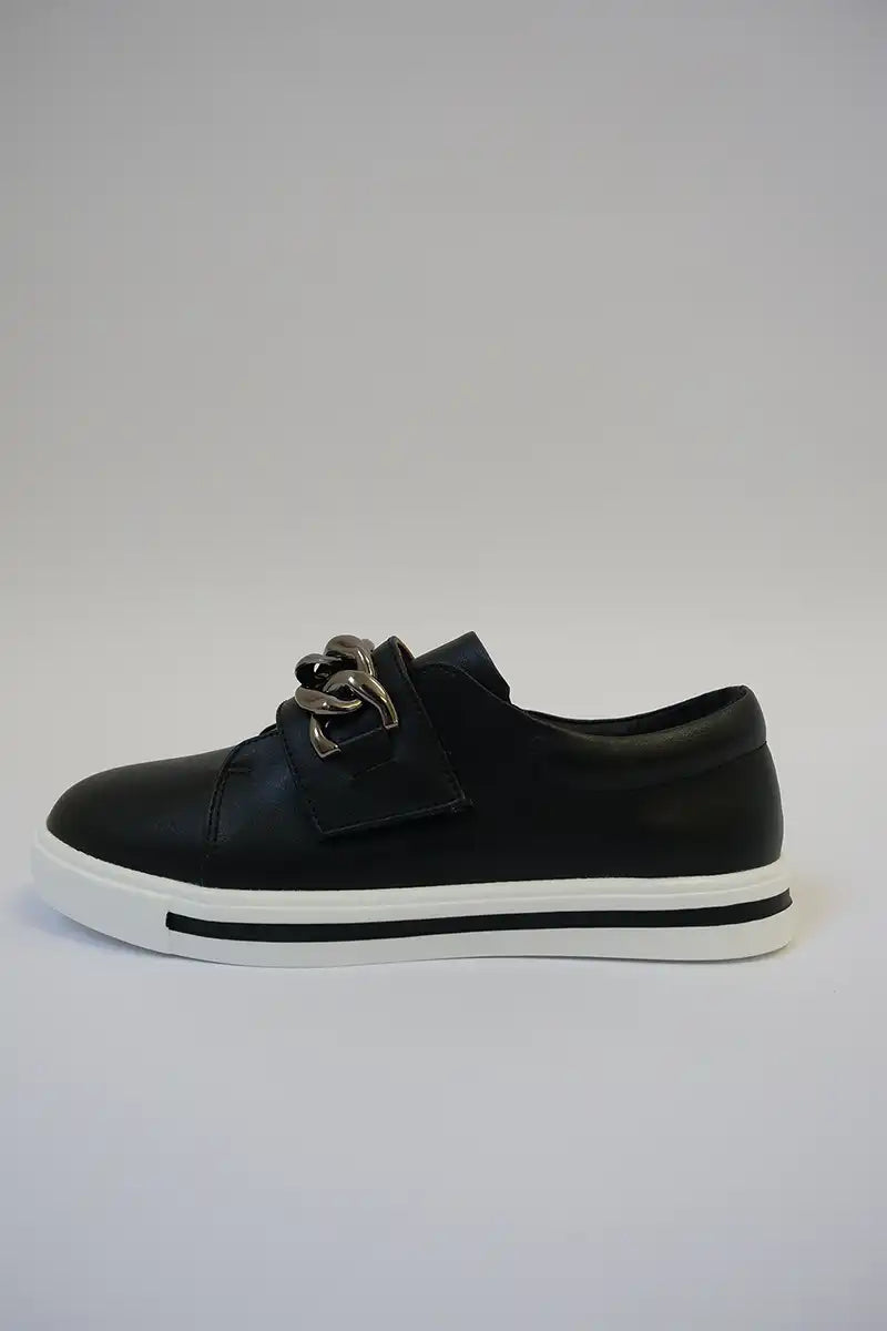 Bay Lane Koolah Black Leather Sneaker side