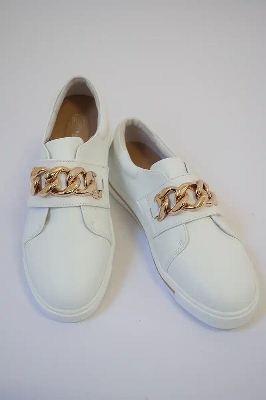 Bay Lane Koolah White Leather Sneaker top