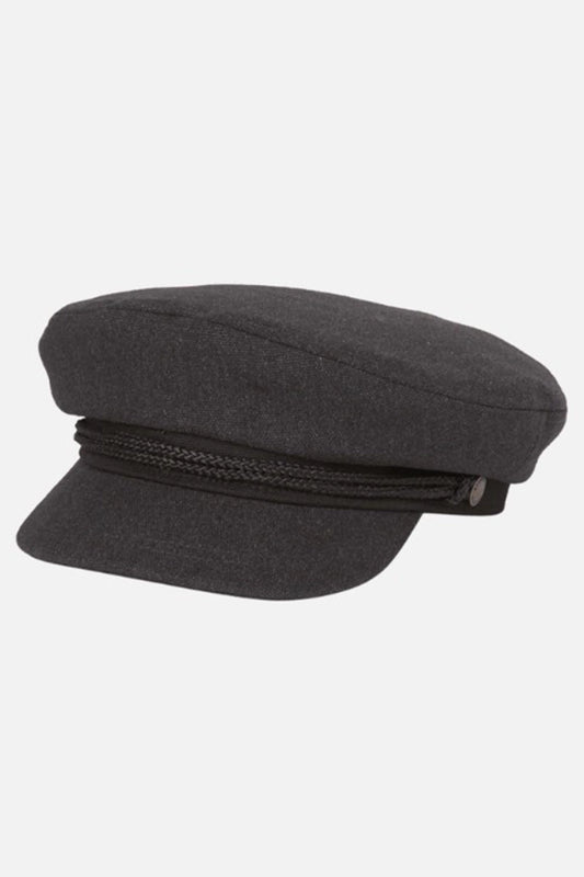 Fisherman cap, Anchor- charcoal, front.