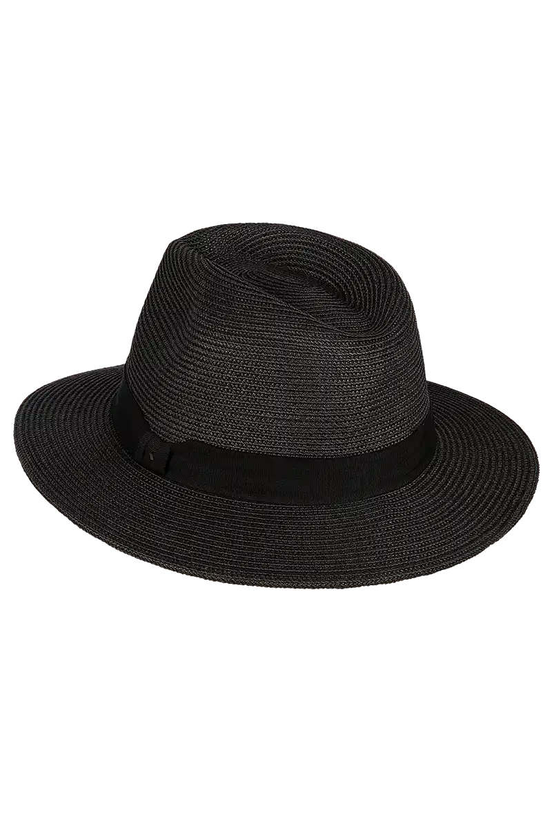 Kooringal Universal Cypress Fedora in Black 3/4 back view