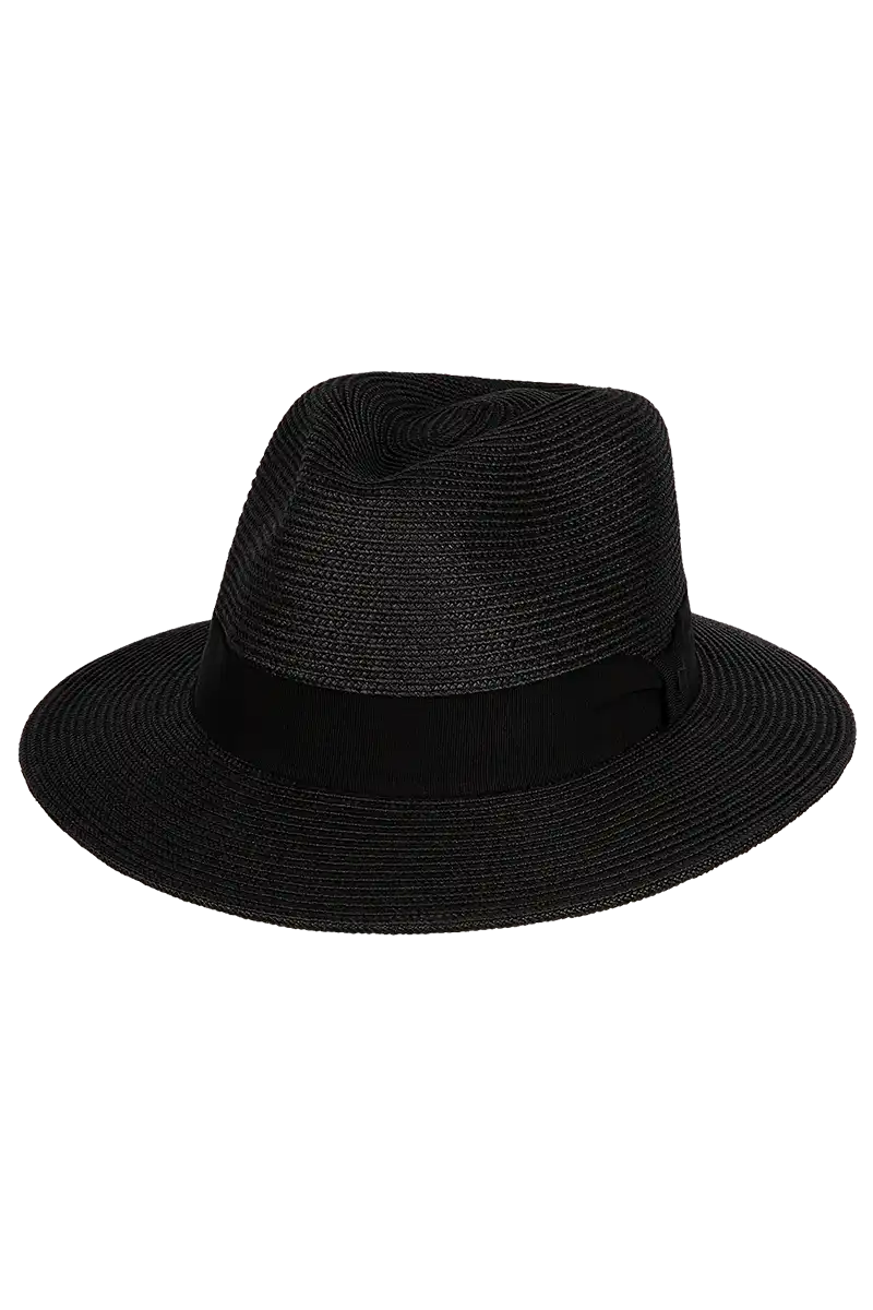 Kooringal Universal Cypress Fedora in Black 3/4 front v iew