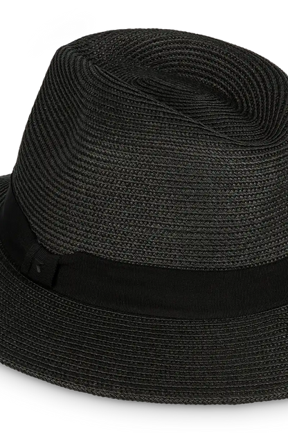 Kooringal Universal Cypress Fedora in Black detailed view of  head band