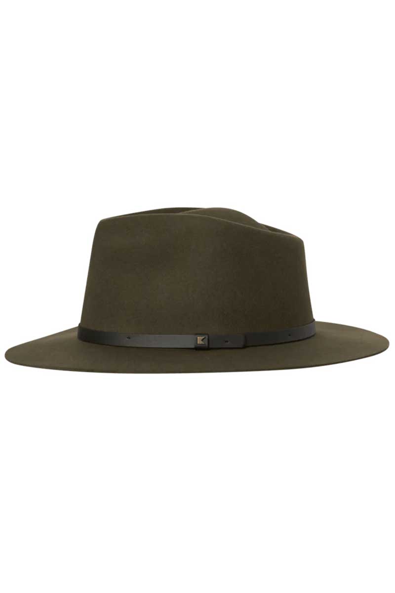 Kooringal Wide Brim Fedora - Goodwin Hat in Olive side view