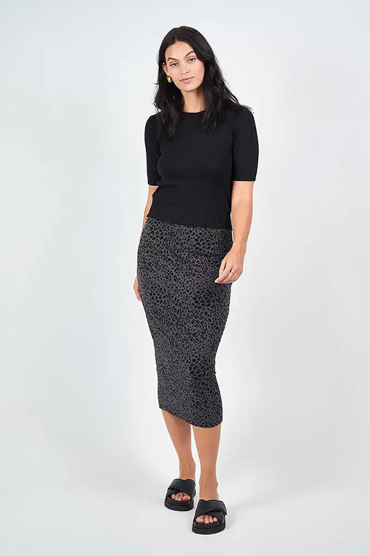 Steel Leopard Bamboo Maxi Skirt - Whitney