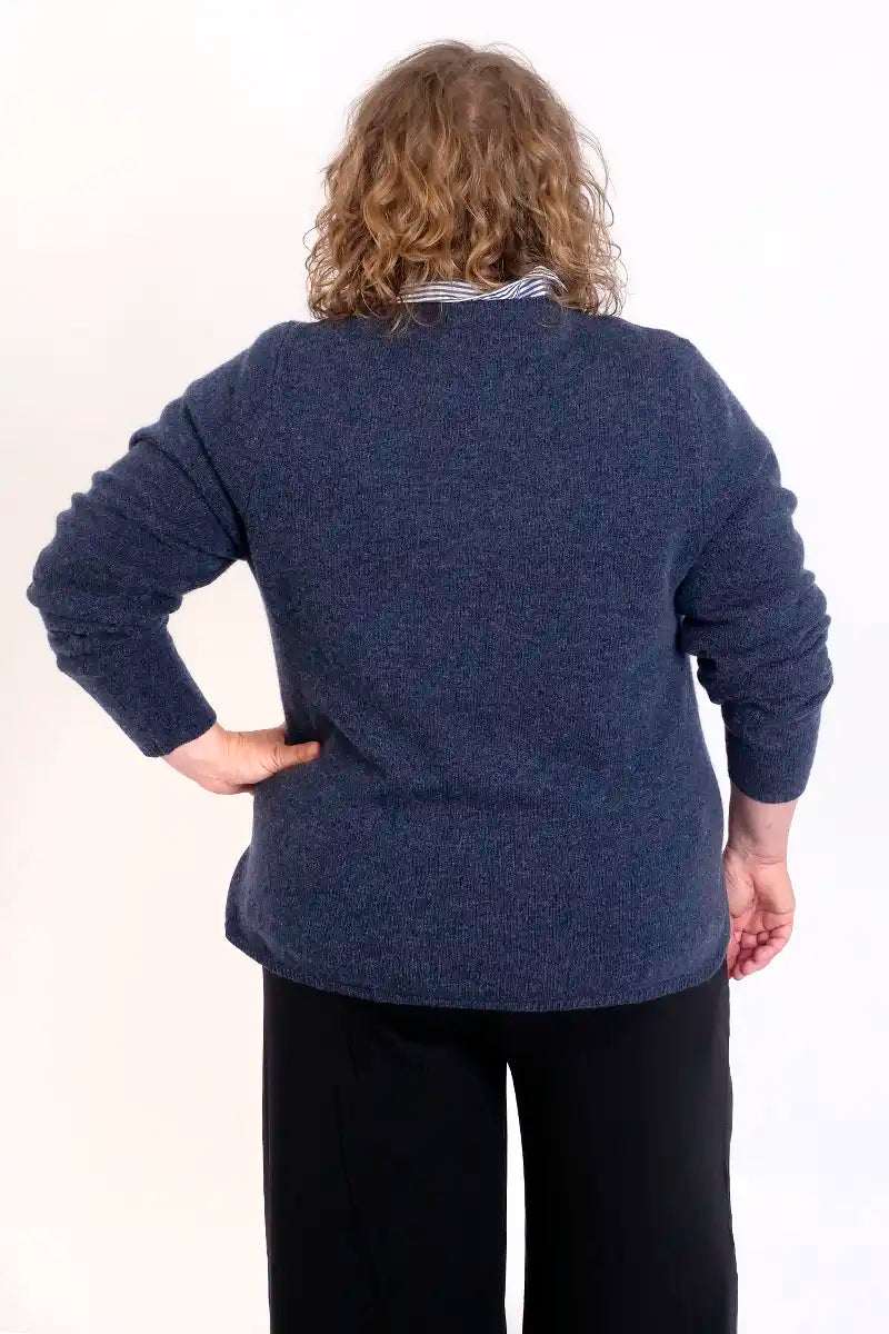 Mansted Womens Knit Jumper Minoa in Blue back view