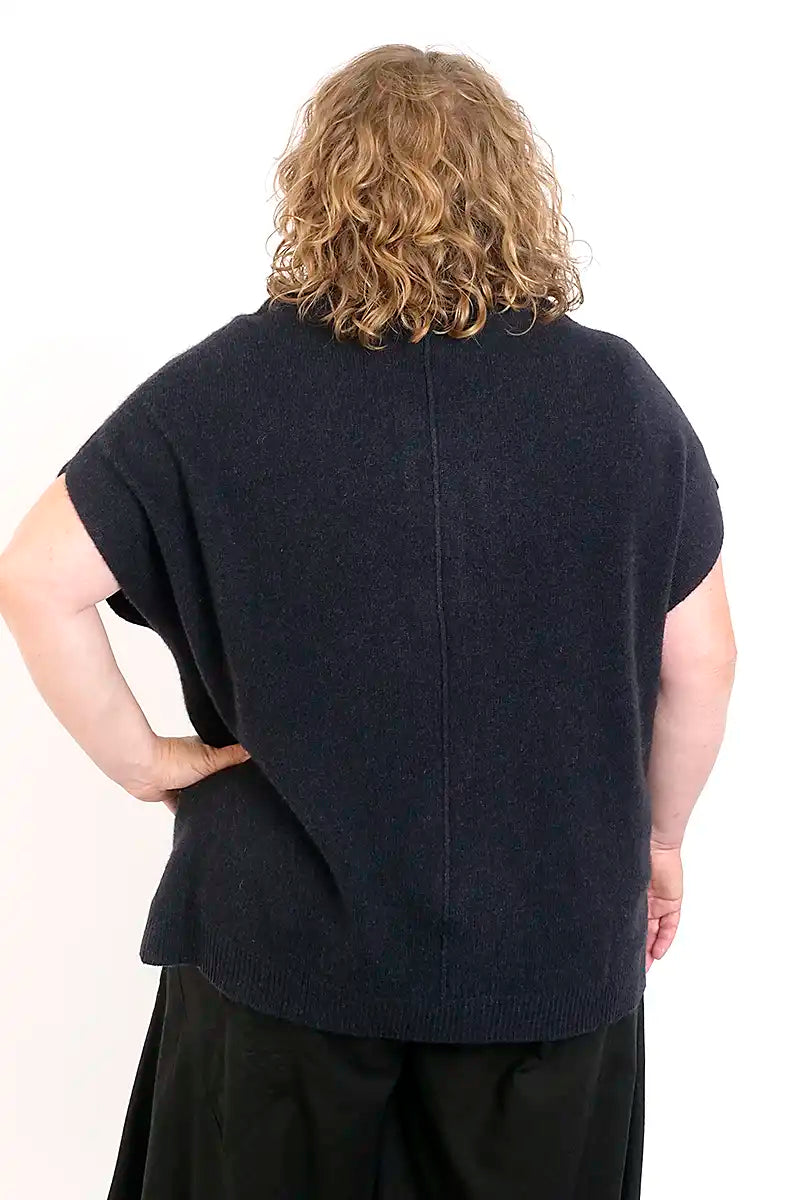 Mansted Womens Poncho Zo-Bee in Navy back view