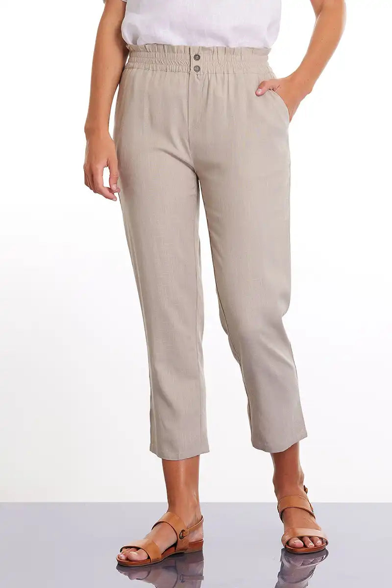 rco Polo 7/8 Cross Dye Womens Pant in Stone front