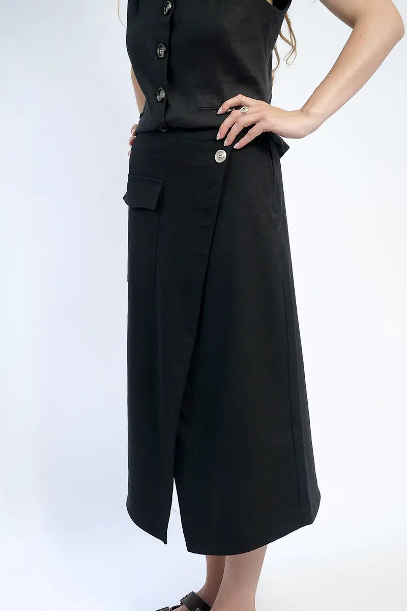 Marco Polo Crepe Skirt in Black