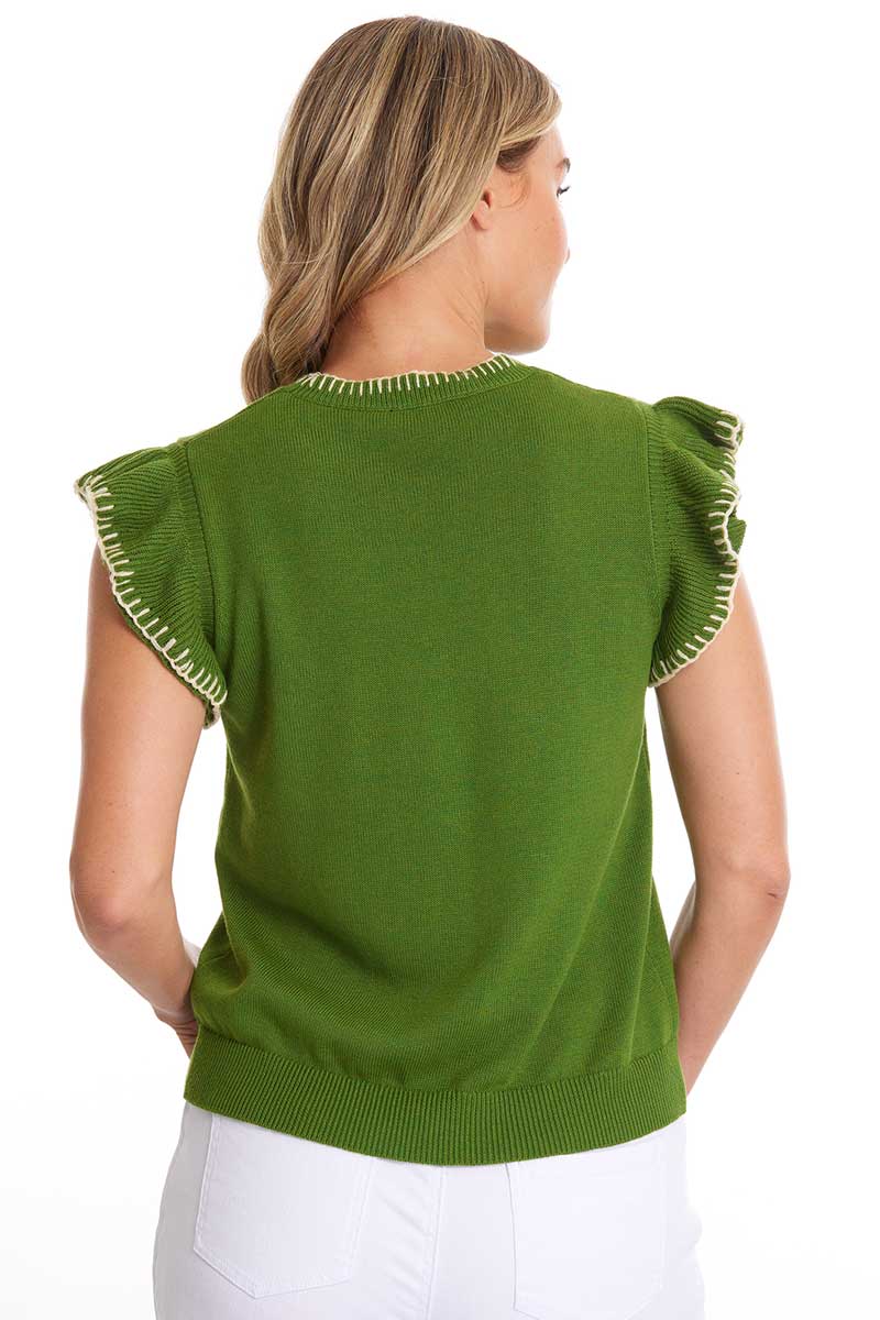 Marco Polo Frill Sleeve Knit Vest back view