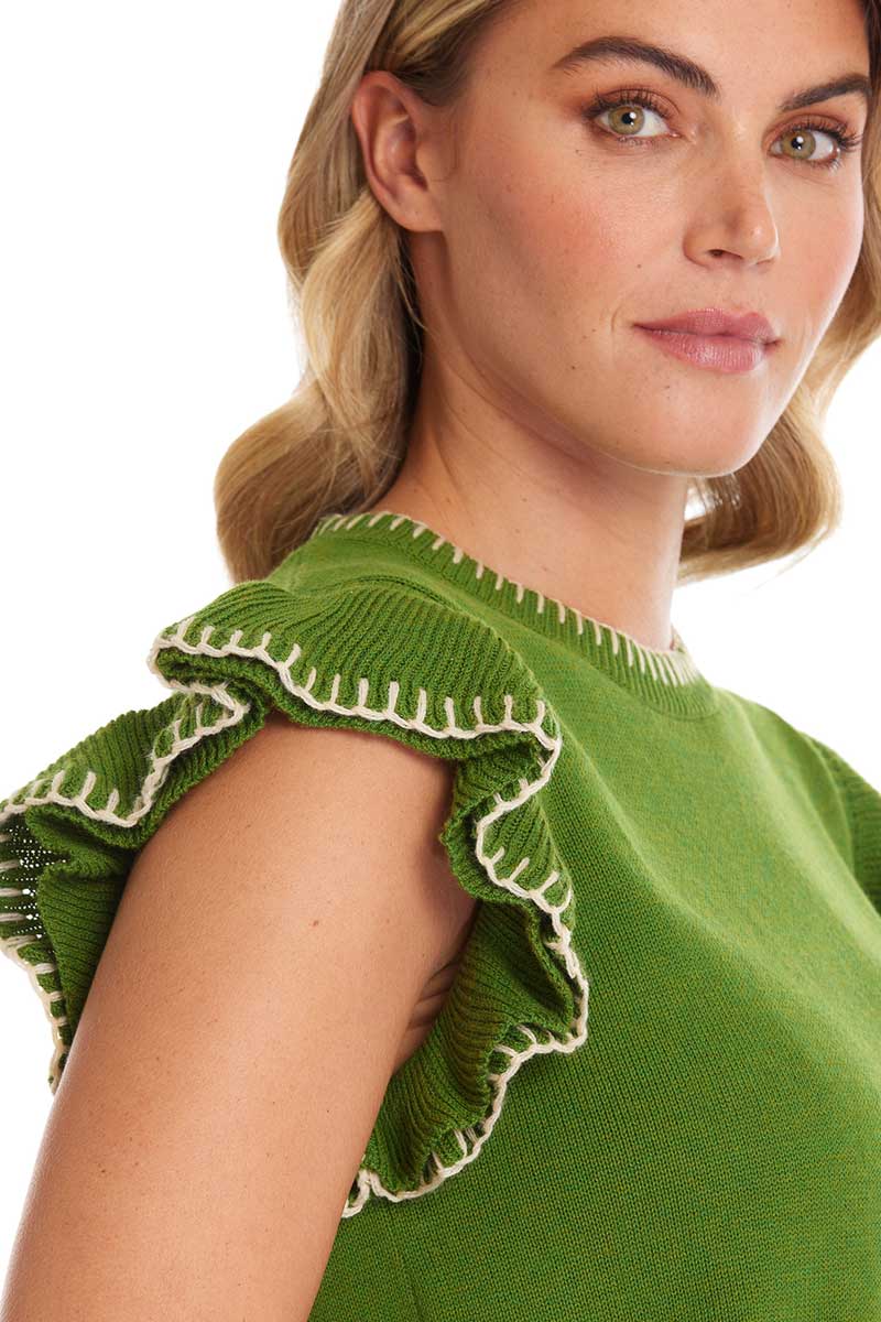 Marco Polo Frill Sleeve Knit Vest sleeve detailed view