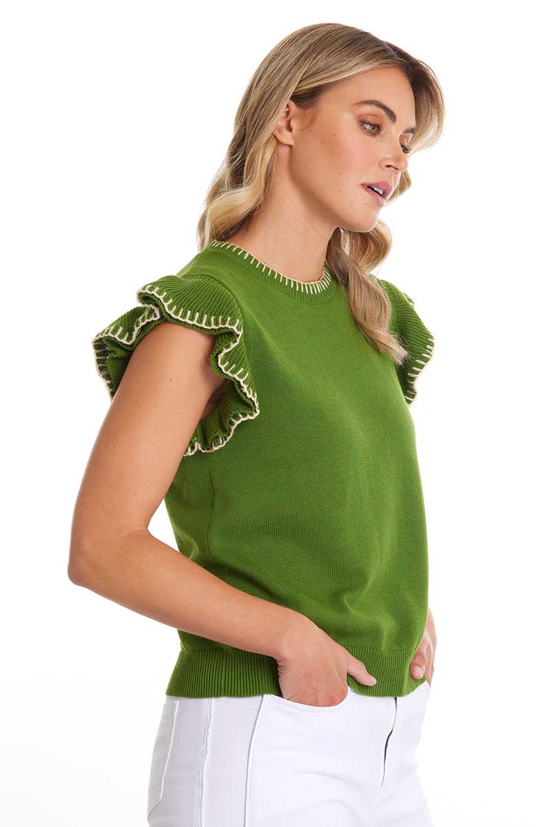 Marco Polo Frill Sleeve Knit Vest side view