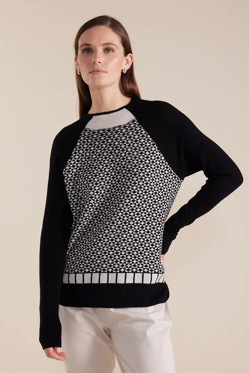 Marco Polo Long Sleeve Patterned Mix Knit front studio view