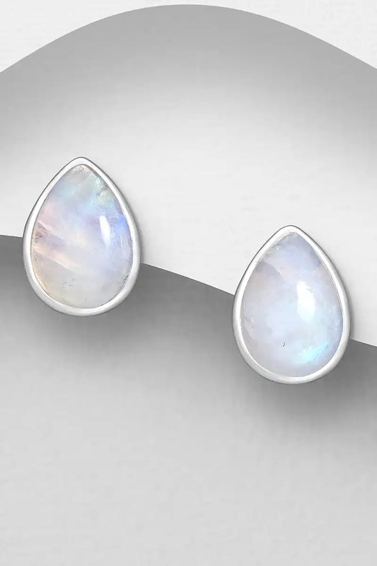 Sterling Silver Moonstone pushback earrings