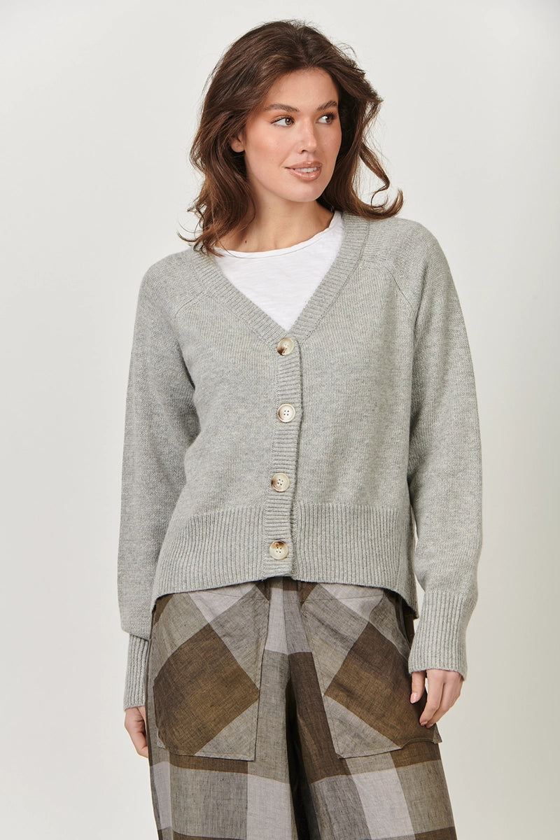 Naturals by O & J Cosy Days Cardigan in Grey front detailed view