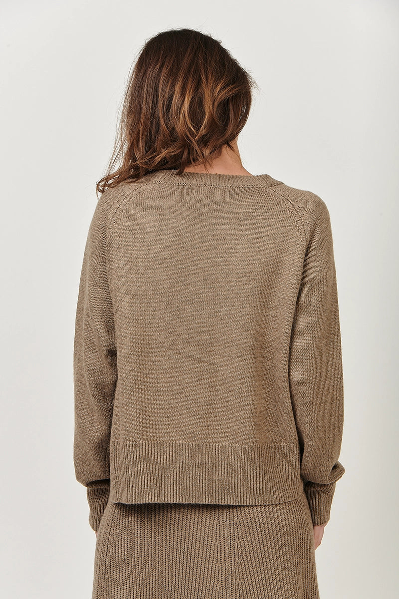 Naturals by O & J Cosy Days Cardigan in Khaki back view