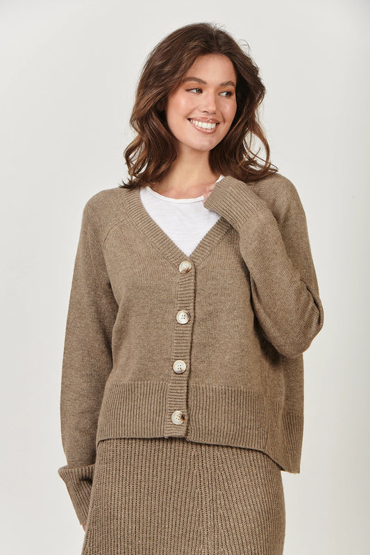 Naturals by O & J Cosy Days Cardigan in Khaki