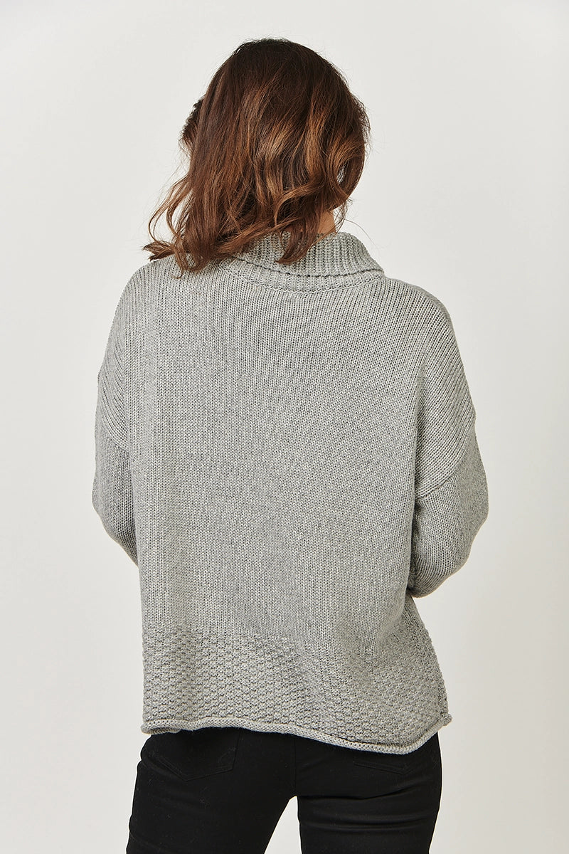 Naturals by O & J Women's Stitch Jumper in Grey back view