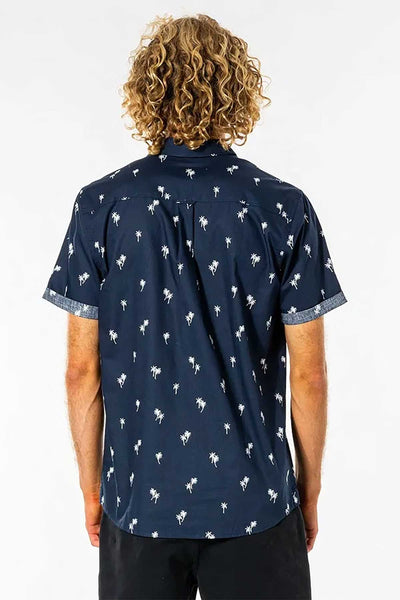 back view of the Rip Curl S/S Shirt Paradise Palms in Navy