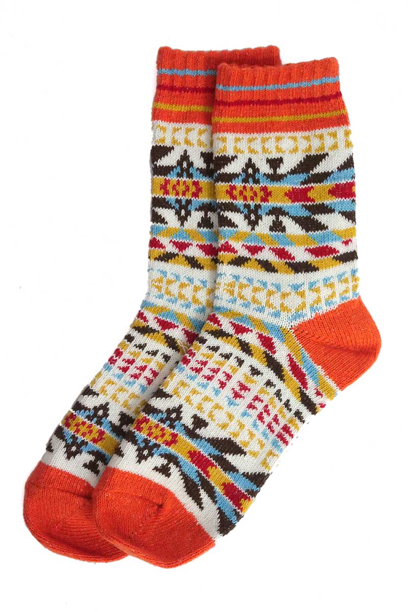 Nordic Style Pop Socks in Orange Wool Blend