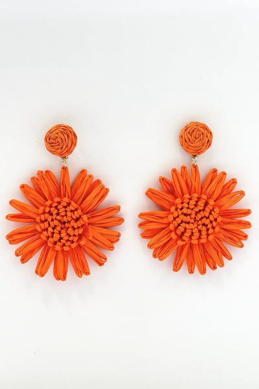 Orange Flower Drop Earrings