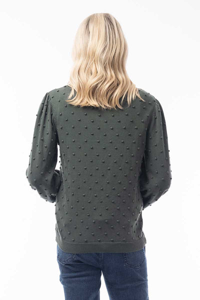 back view of the Orientique Knit Bubble Jumper in Sage Leaf