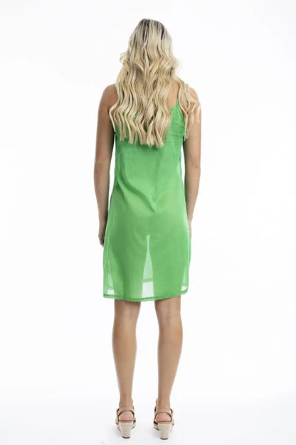 Orientique Long Slip in Parakeet Green back view