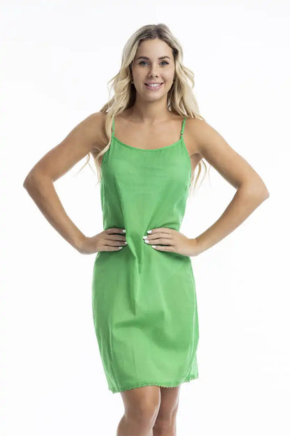 Orientique Long Slip in Parakeet Green front detailed view