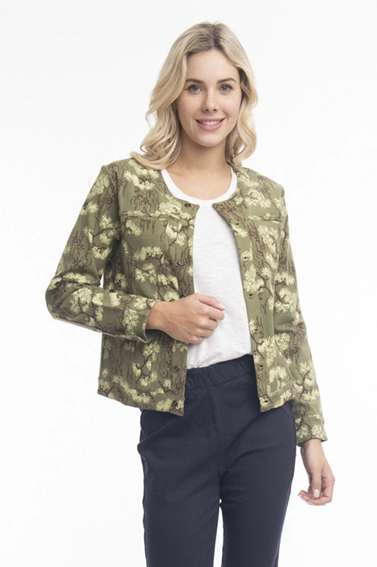 Orientique Reversible Drill Jacket in Olive front