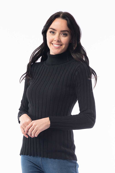 Orientique Turtle Neck Knitted Jumper in Charcoal
