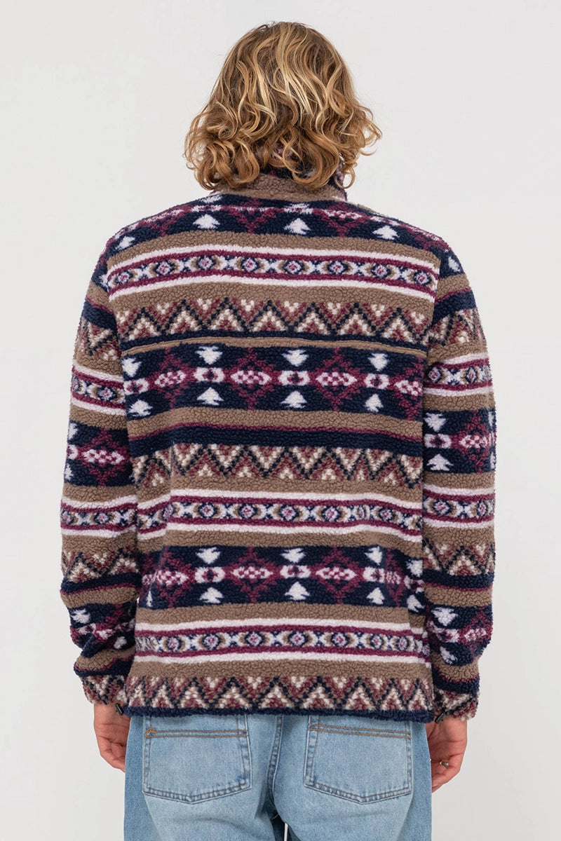 Rusty Mens Teka Polar Fleece 1/4 Zip in Purple Rain back view