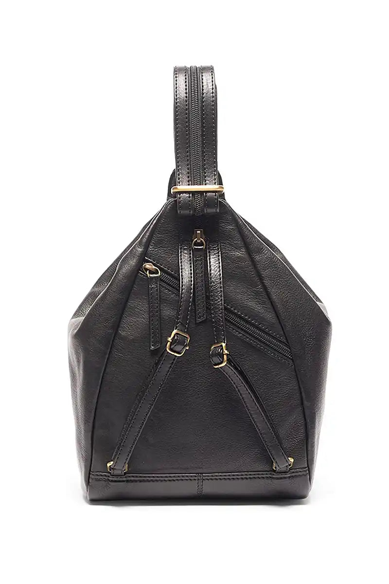 Rugged Hide Leather Bag - Deb Backpack in Black back