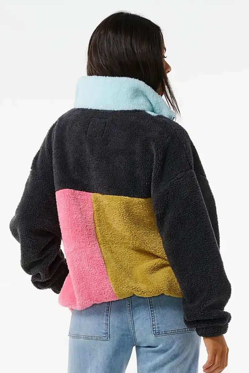 Rip Curl Block Party Polar Fleece in washed black back view