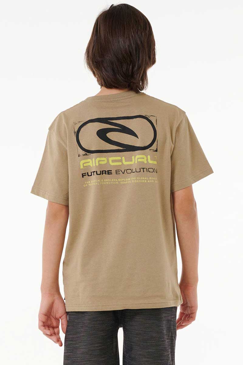 Rip Curl Boys Future Evolution Logo Tee in Sand Dune back view