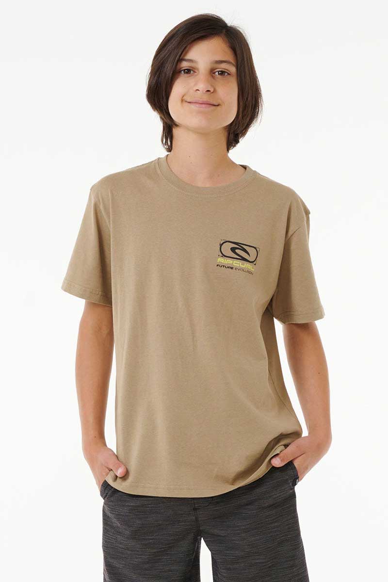 Rip Curl Boys Future Evolution Logo Tee in Sand Dune front
