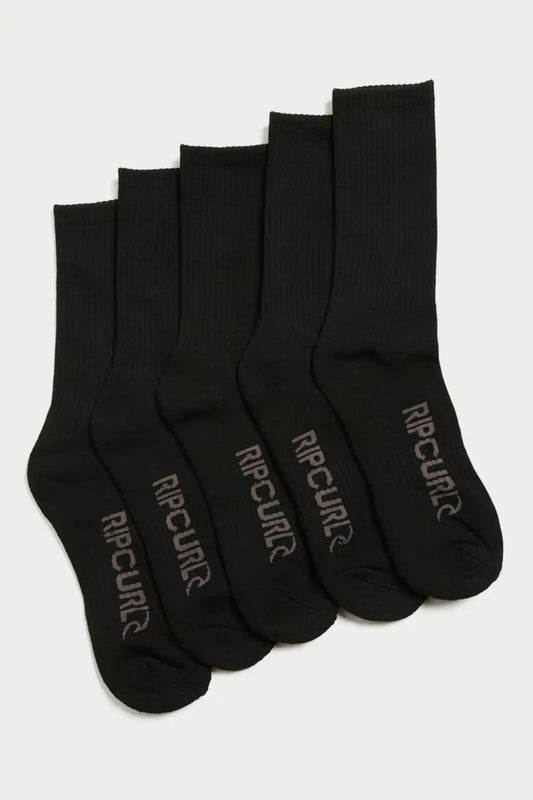 Set of black socks with Rip Curl logo on a white background