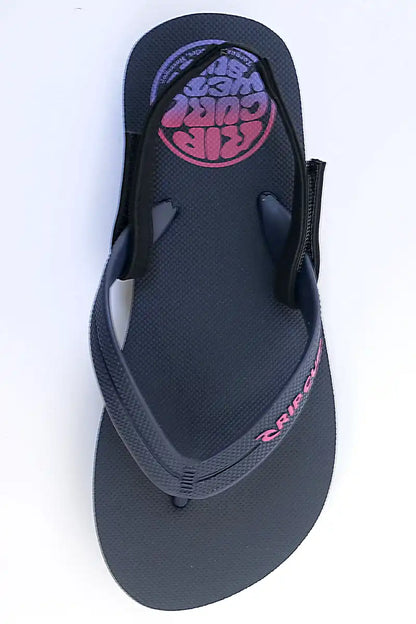 Rip Curl Boys' Wetty Fade Bloom Thongs detail view of the top arial view