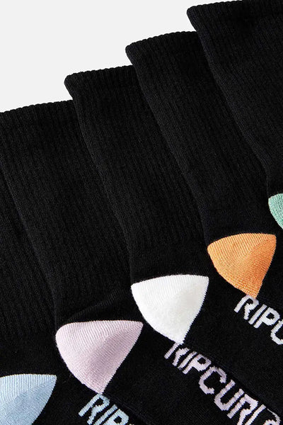 Top of sock detail on the Rip Curl Crew Sock Boys 6 Pack