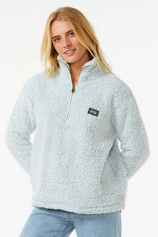 Rip Curl Dark n Stormy 1/4 Zip Crew Jumper in Blue front view