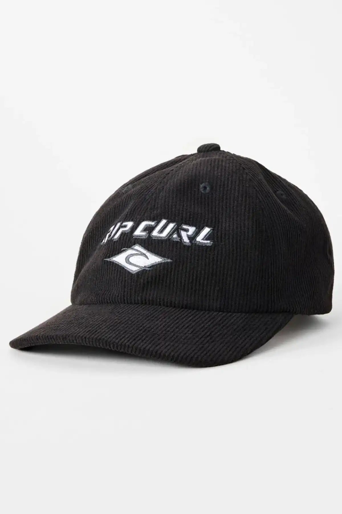 Black cap with a Rip Curl brand logo on a white background