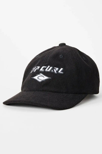 Black cap with a Rip Curl brand logo on a white background