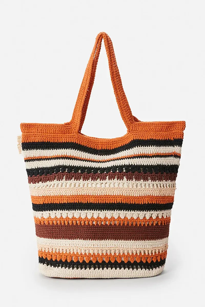 back view of the Rip Curl Ellis Crochet Tote Bag in Cinnamon