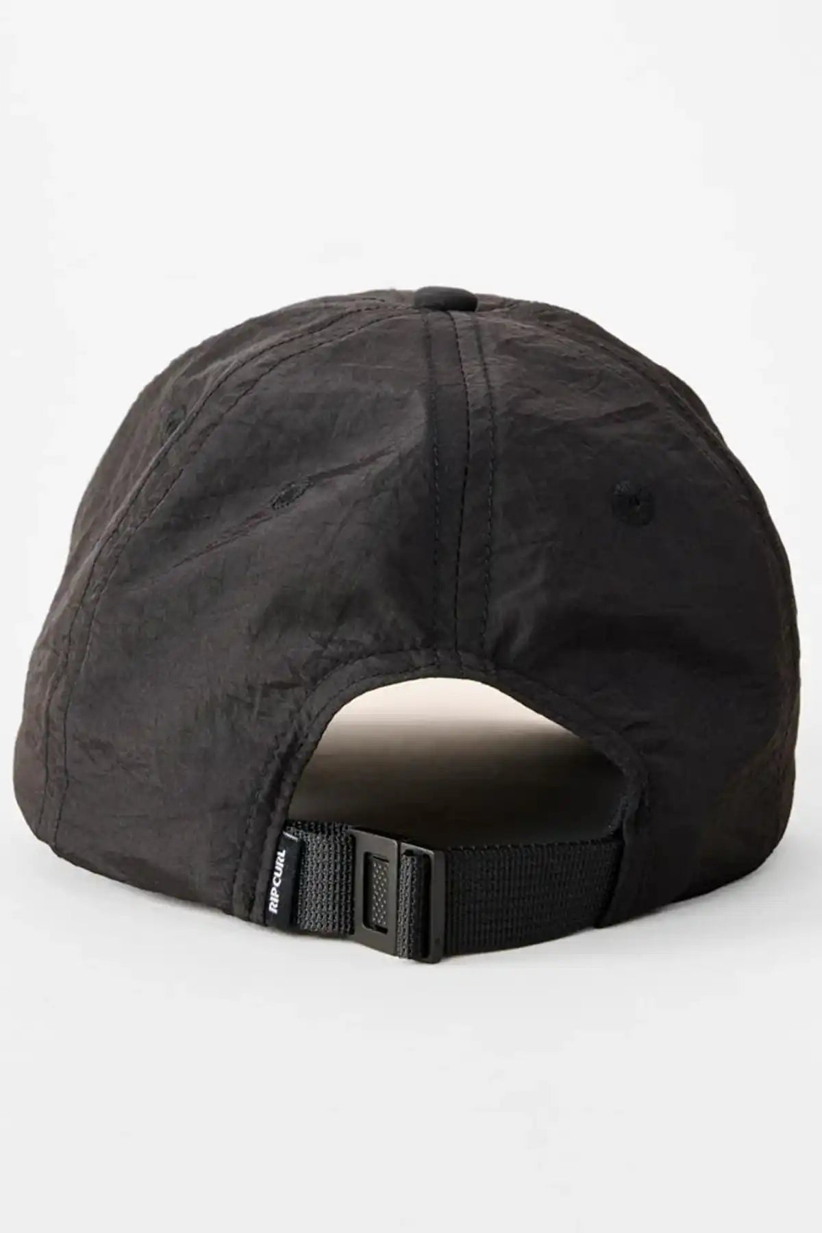 Black cap with a visible Rip Curl brand logo on a white background