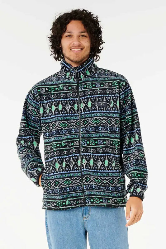 Rip Curl Fun Times Polar Fleece in Black Grey front view