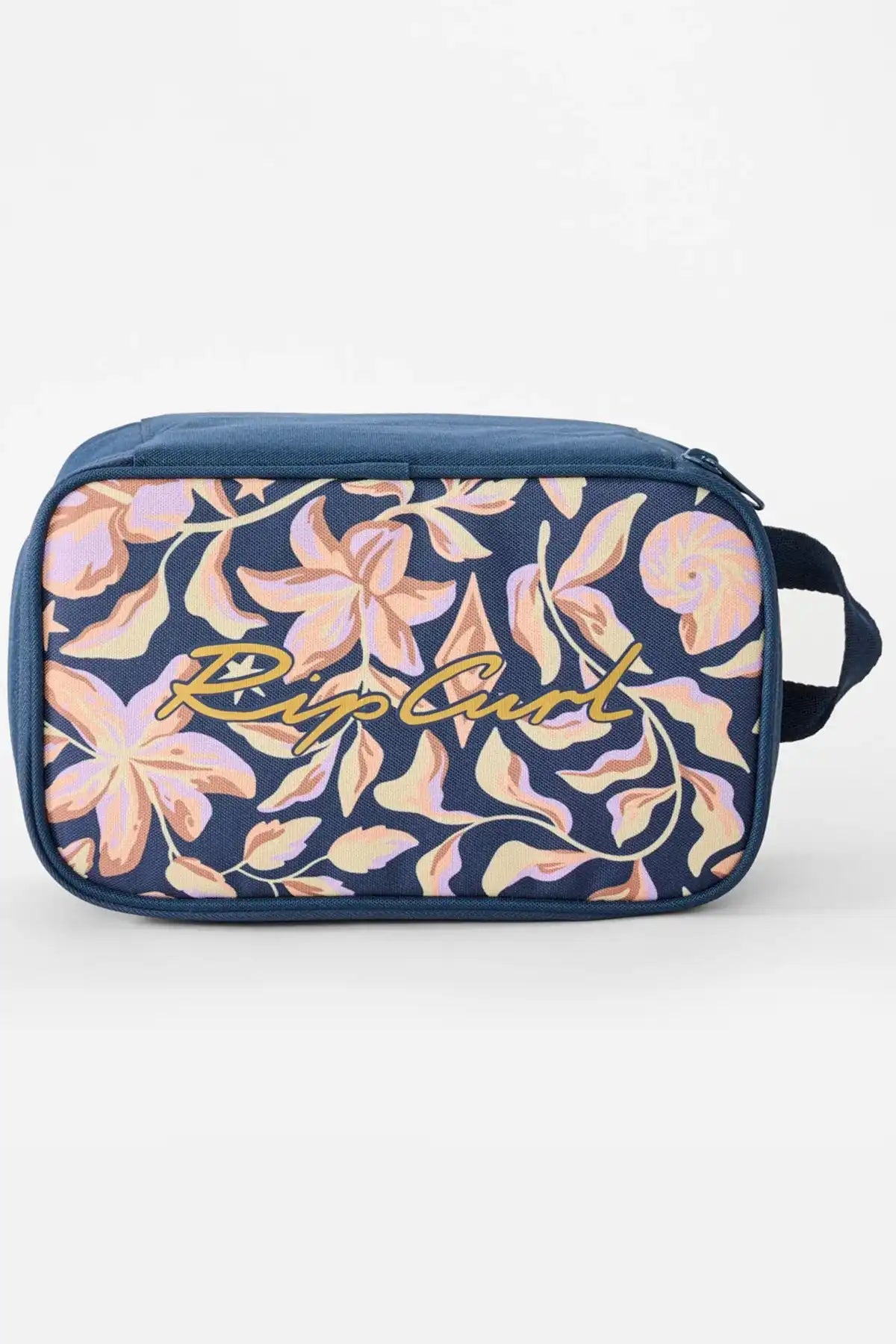 Floral patterned lunch bag with 'Rip Curl' branding on a white background