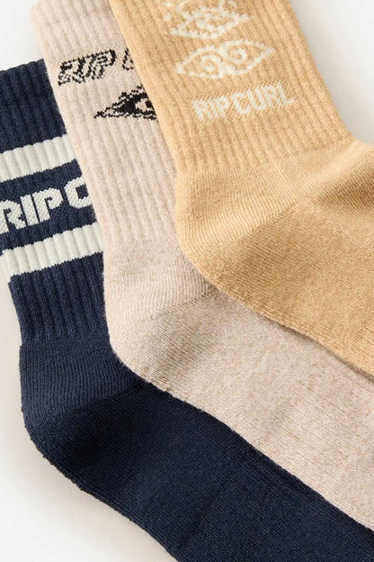 Rip Curl Icons Of Surf 3-Pack Socks in Almond heal detail view