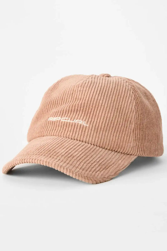 Rip Curl Mushroom corduroy cap with a logo on a light gray background