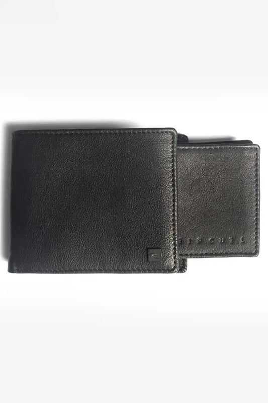 Rip Curl K-Roo RFID 2 In 1 Leather Wallet in Black outside front view
