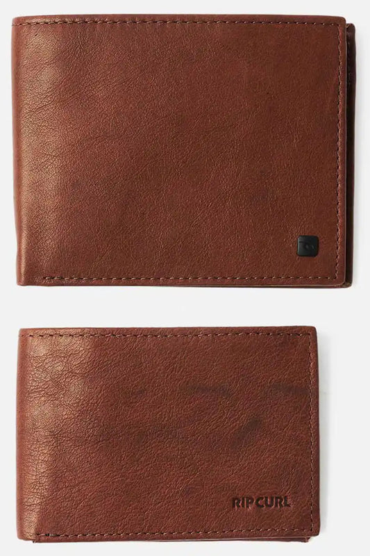 Rip Curl K-Roo RFID 2 In 1 Leather Wallet in Brown front outside view
