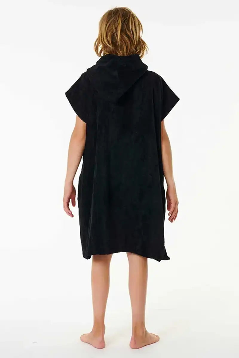 Rip Curl Kids Logo Hooded Towel in Black back view